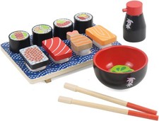 Sushi Slicing Play Food Set, Wooden Pretend Play Kitchen Toys for Kids 3 , Su...