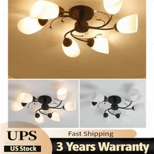 Modern Chandelier Dimmable Ceiling Lamp Fixture Semi Flush Mount Pendant Light
