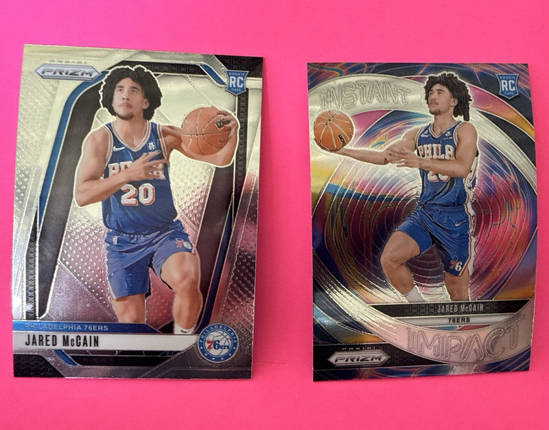 Panini Prizm Jared McCain 76ers RC #222 + Instant Impact #10 Lot 2
