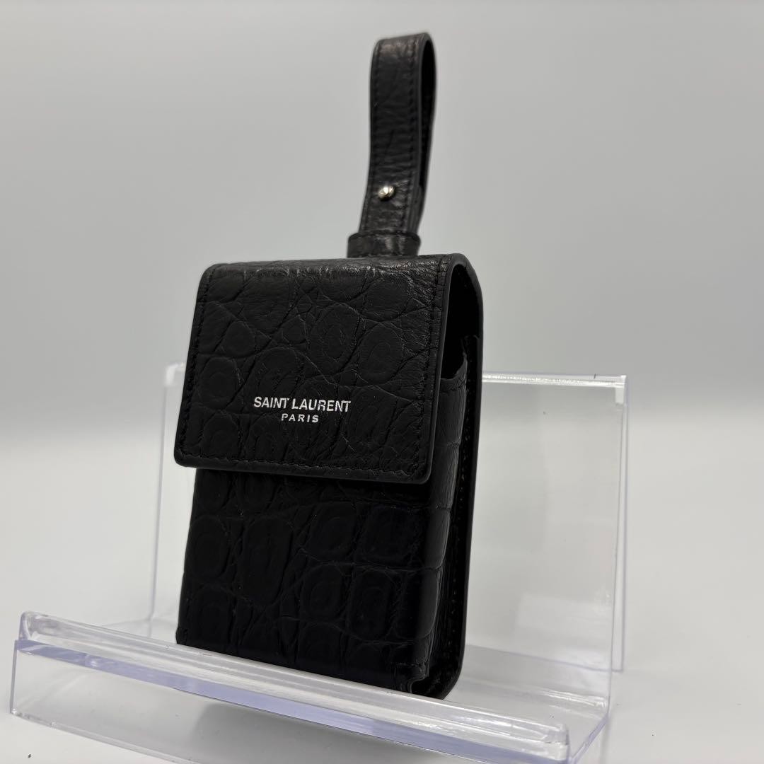 Saint Laurent Croco Cigarette Case Black Used