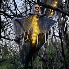 Halloween Haunted House Hanging Ghost w/ LED for Front Door Indoor/Outdoor Decor