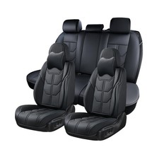 Black Car Seat Covers Full Set, Universal Front and Rear Seat Covers for Cars...