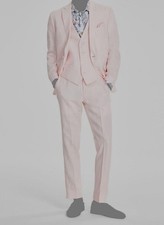 Bar III Men's Pink Slim-Fit Linen Jacket Pants 2-Piece Suit Size 36S 30W 30L