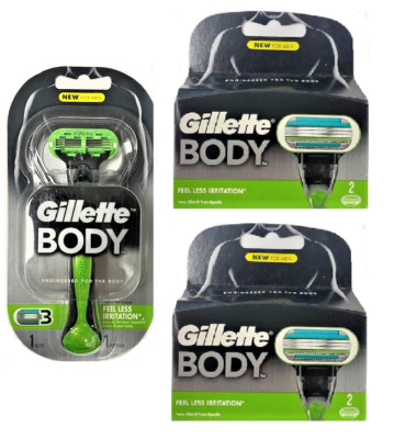 Gillette Body Razor Handle + 5 Gillette Body Powerglide Cartridges