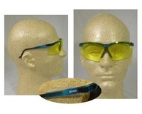 Uvex Genesis Safety Glasses Vapor Blue Frame With Amber Lens Uvex Genesis Safety Glasses Vapor Blue Frame With Amber Lens