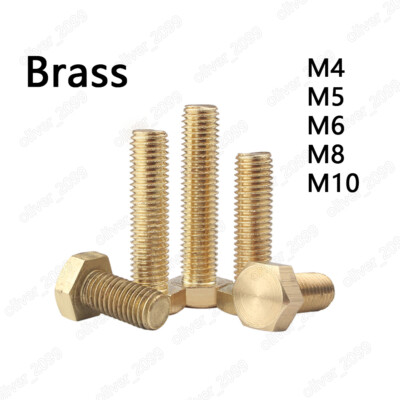 #ad #ad M4 M5 M6 M8 M10 Solid Brass Hexagon Bolts Hex Head Cap Screws DIN933 $85.08