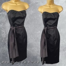 COAST Black Strapless Belted Midi Dress Size 8 UK Evening Party Cruise Cocktail