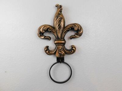 Fleur De Lis Hand Towel Ring Gold Leaf Bathroom Hardware Royal Old World decor