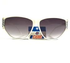 Vintage Cebe Sunglasses Black White Geometric Frames with Purple Gradient Lenses