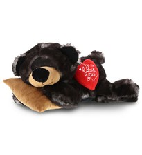 PLUSH I LOVE YOU RED HEART - SUPER SOFT PLUSH - SLEEPING BLACK BEAR WITH PILLOW