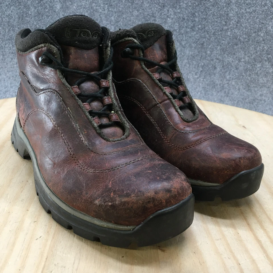 Botas de Combate Teva para Mujer 6.5 Cuero Marrón Con Cordones Tobillo Redondas Senderismo 6448 Foto 3 de 4