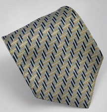 Joseph  Feiss Silk Tie Gray Gold Blue Geometric Men Necktie 57 x 4