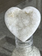 Quartz Crystal Druzy Filled White Jasper Heart Healing Relaxing Manifestng Stone