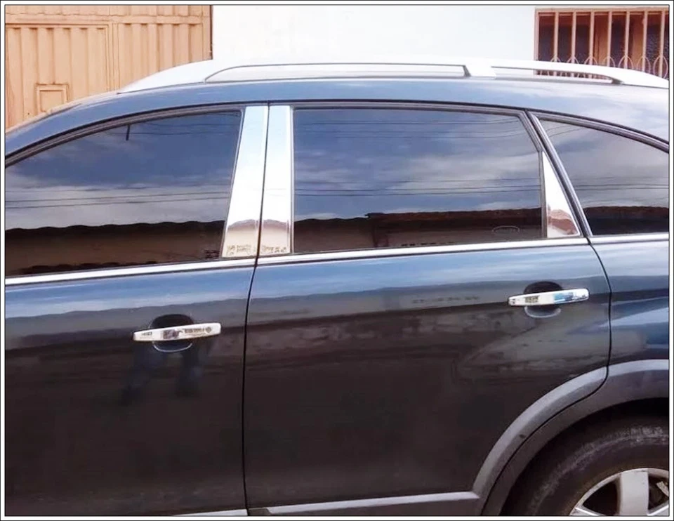 Moldura de pilar de puerta cromada 6 piezas acero inoxidable para VAUXHALL OPEL ANTARA 2006 EN ADELANTE - Imagen 2 de 4