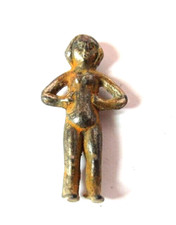 ANTIQUE 1930'S MINIATURE NUDE WOMEN METAL FROZEN CHARLOTTE DOLL 1" TALL.