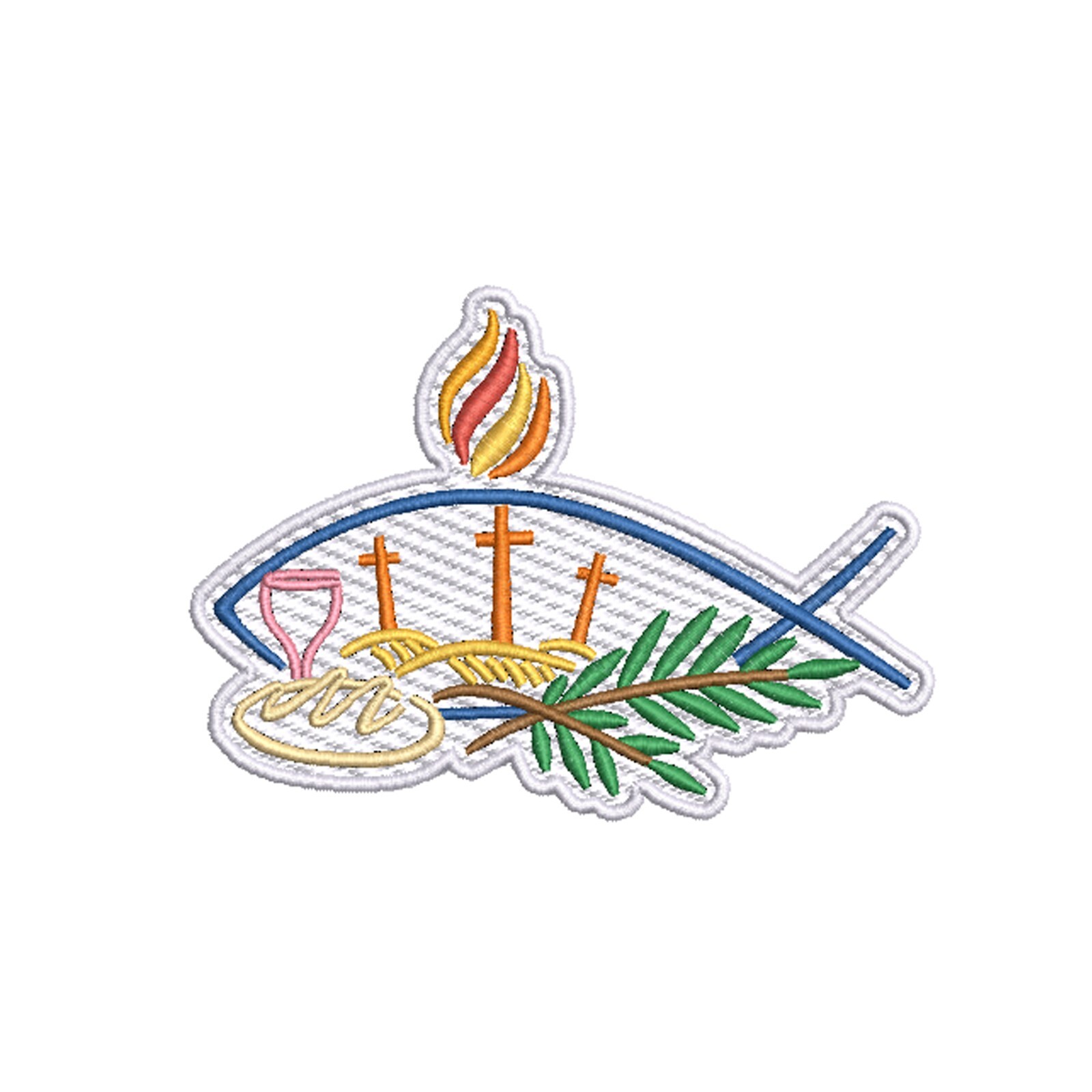 Christian Cross Fish Symbol Patch Embroidered Iron-on Applique, God ...