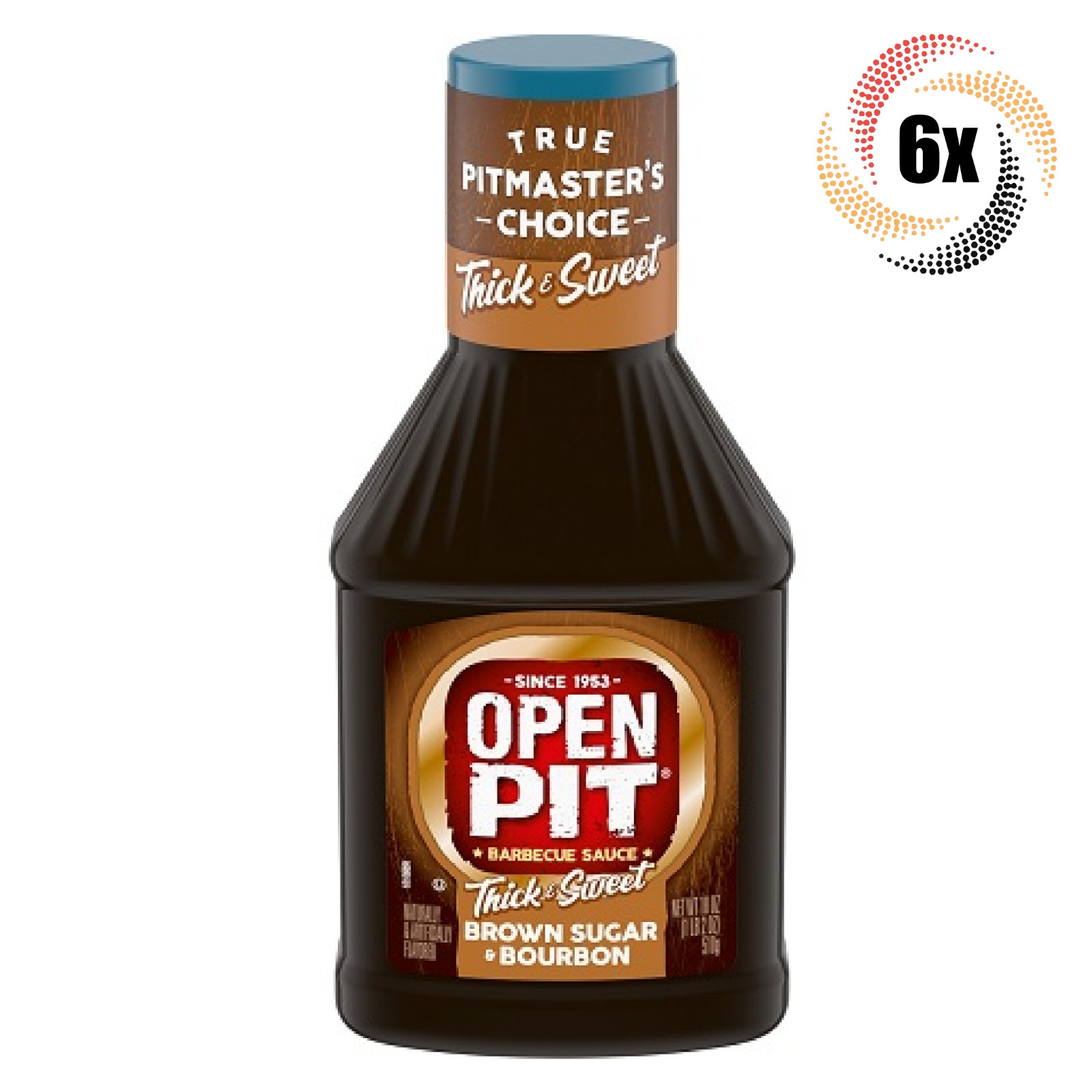 6x Bottles Open Pit Brown Sugar Bourbon Barbecue Sauce | 18oz | Thick - Sweet
