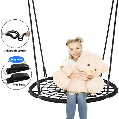 Large 40'' Spider Web Tree Net Swing 100% Safe Nylon Rope Max 600 LBs EZ Setup