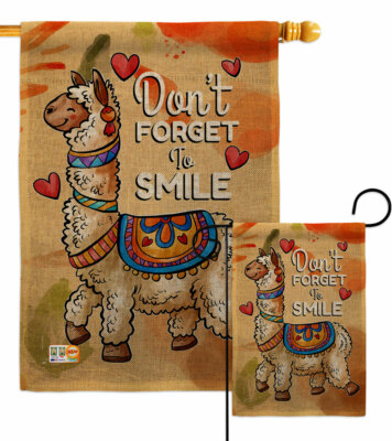 Dont Forget to Smile Burlap Garden Flag Sweet Life Inspirational Yard Banner
