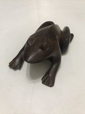 Hand carved Wooden Frog Dark Tone 4.5 Inch 3226