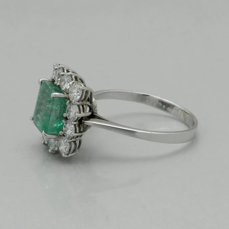 Ring Gold Damen 1,20ct W-si Brillant ca. 1,75ct Smaragd 585/14K Weißgold Gr. 57 - Bild 3 von 4