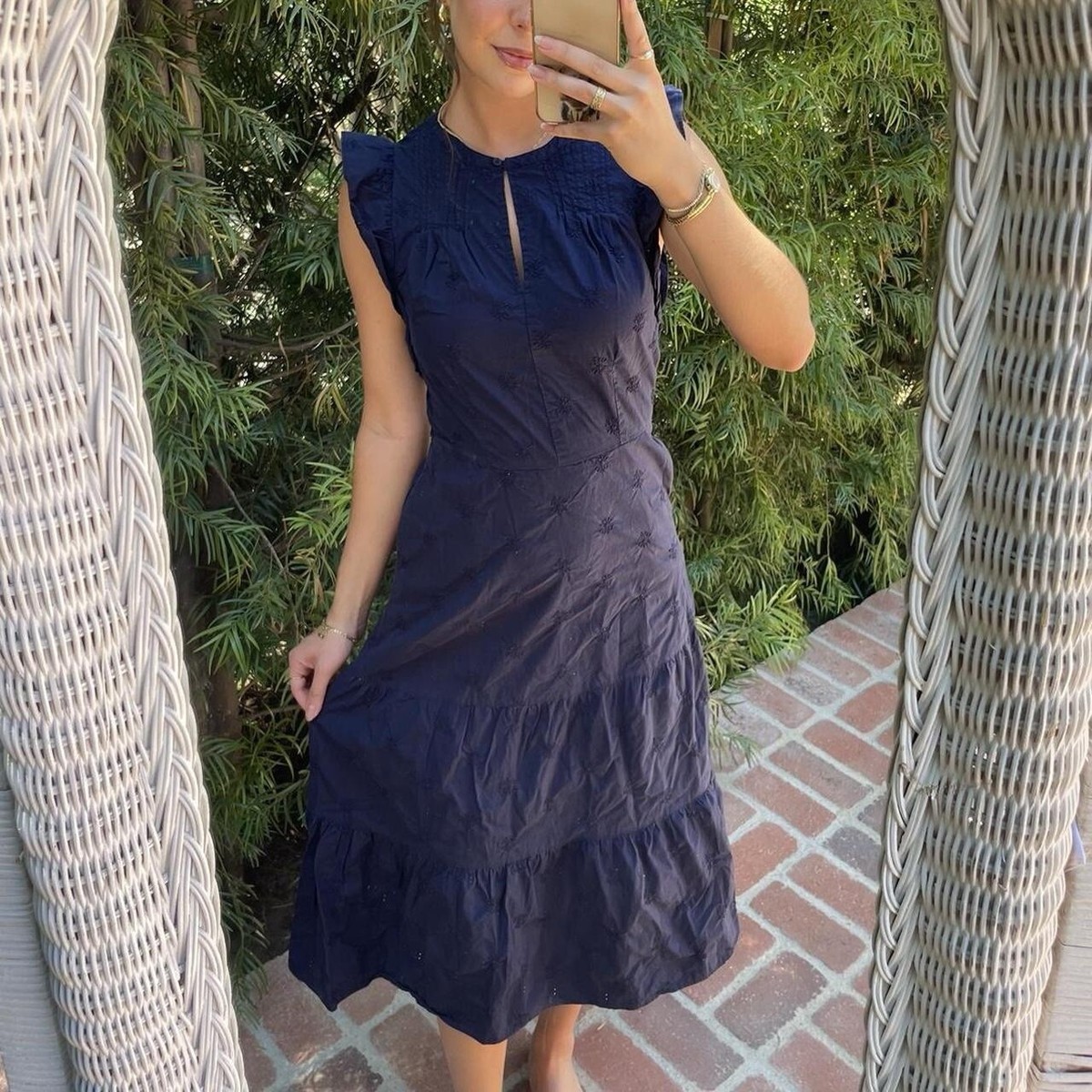 gap navy blue Sleeveless Floral Embroidered midi dress 4 | eBay