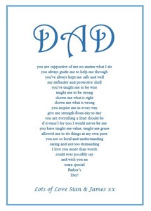 Cadeau Fete Peres Cravate Mot Art Poeme Pour Papa Personnalise A5 Print Ebay