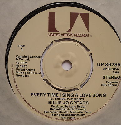 BILLIE JO SPEARS - Every Time I Sing A Love Song - Ex 7'' Single United Artists