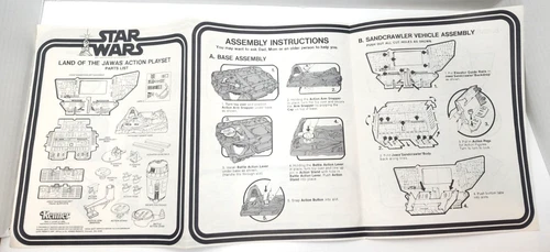 1977 Kenner Star Wars LAND OF THE JAWAS Action Playset Instruction NO REPRO MINT