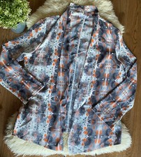 Lush Nordstrom White Orange Gray Tie Dye Flowy Drape Blazer Sz Xl