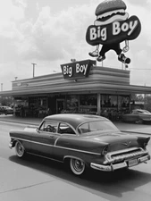 Bob's Big Boy Restaurant Glendale California 1950s POSTER 24 X 18 Inches NICE!
