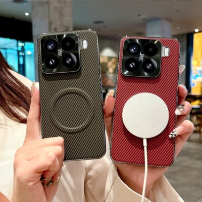 For XiaoMi 14 Pro, Shockproof Hybrid Carbon Fiber Magnetic Soft Cover Case