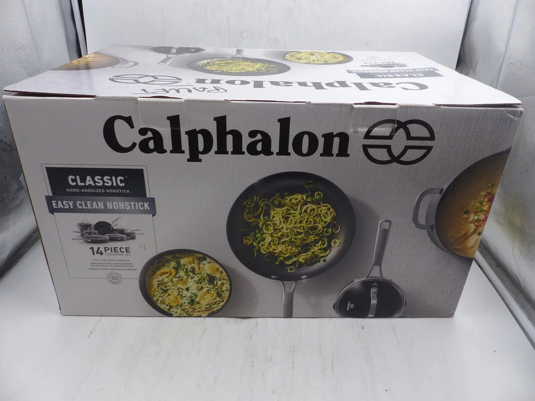 CALPHALON CLASSIC 14 PC DUEL LAYER NONSTICK HARD ANODIZED COOKING