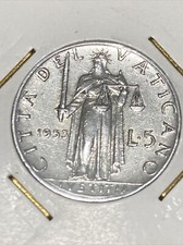 Moneta - Coin 5 LIRE 1953 - CITTÀ DEL VATICANO - PAPA PIO XII Giustizia