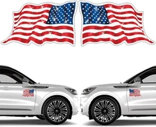 2 Pack Reflective American Flag 6.73 X 4.2 inches, Black, Blue, Red, White 