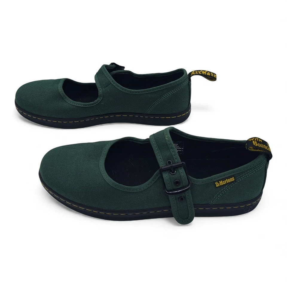 Zapatos Dr Martens Mary Jane Verde Lona Hebilla Correa AirWair Talla 10 Foto 3 de 4