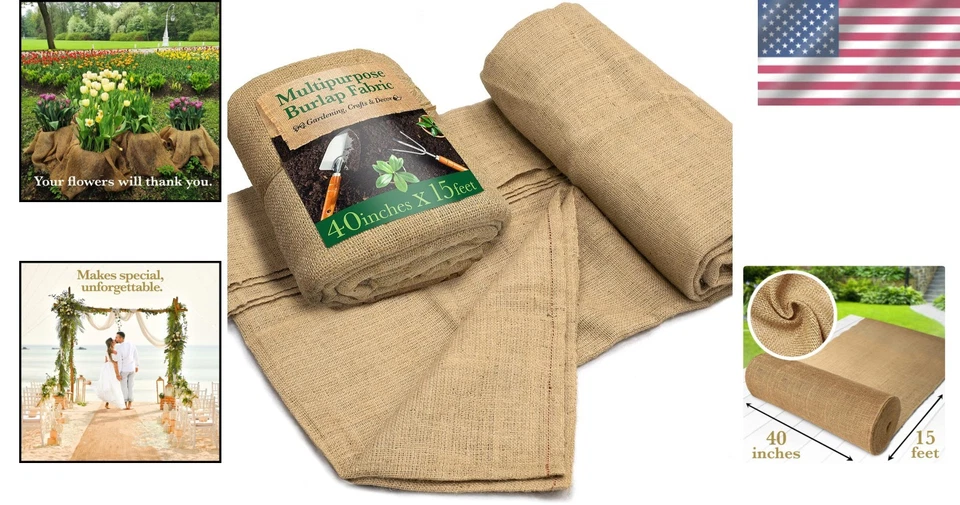 Versatile 40" x 15' High-Density Burlap Roll - Perfect for Rustic Decorations - Image 2 of 4