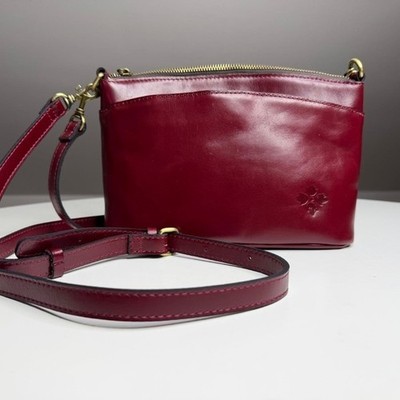 Patricia Nash Arlee Oxblood Burgundy Full Grain Leather Crossbody Bag