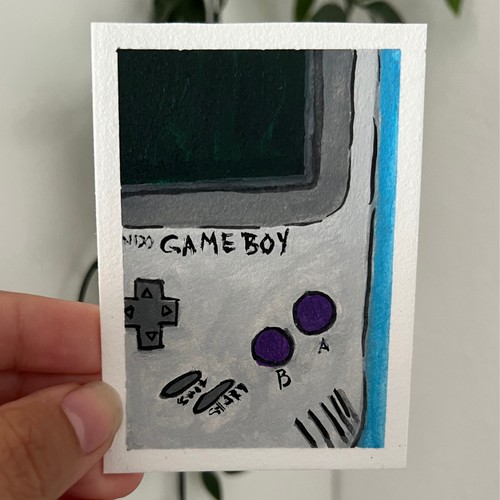 ACEO Hand Painted Art Retro Gameboy Nintendo 3.5x2.5 Acrylic Art by inkwhiskers