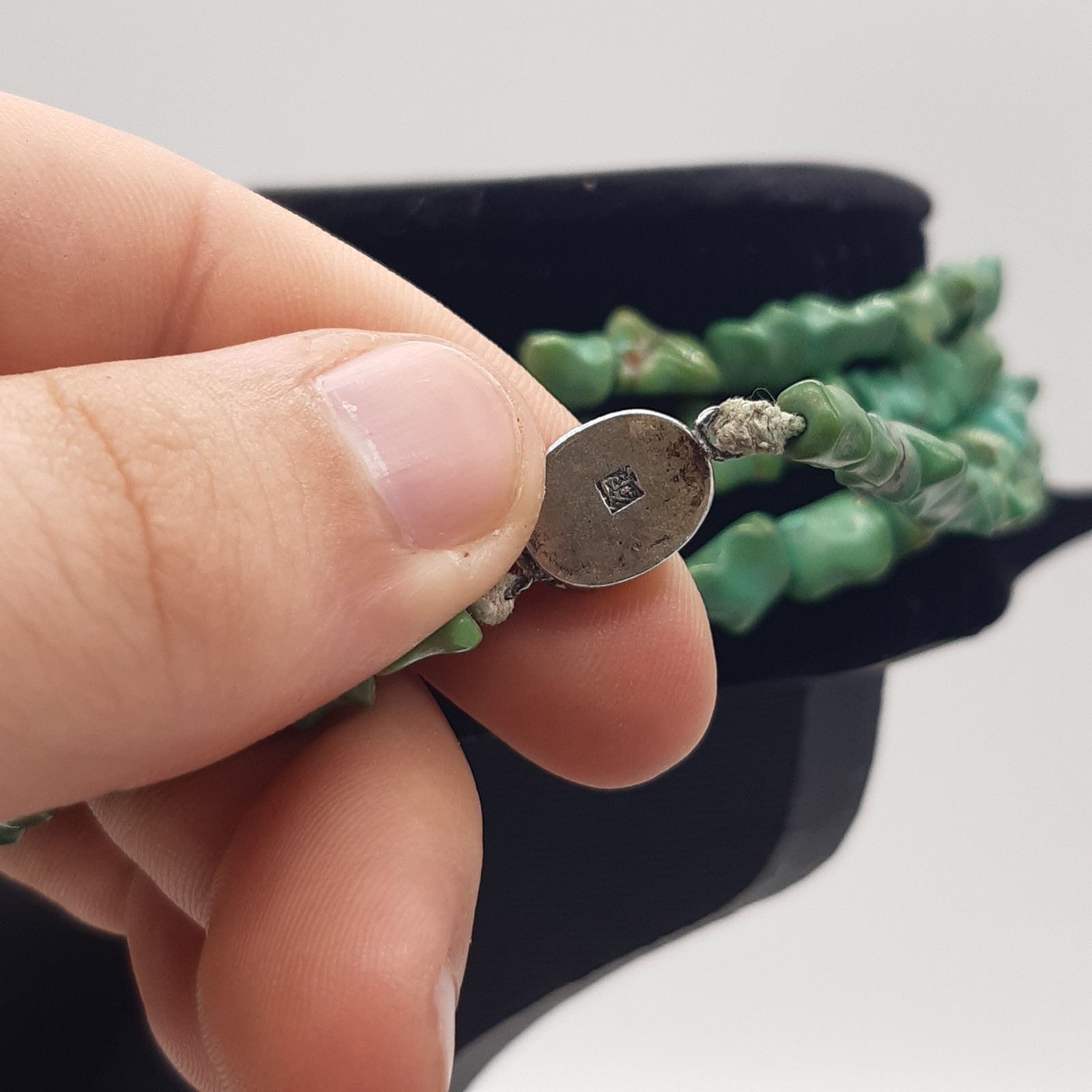 Vintage Turquoise Nugget Necklace 4 Strand Multi Layer Sterling Silver Clasp image 6
