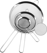 tastyWay 3 Pcs Fine Mesh Strainers for Kitchen Stainless Steel Metal Hand Sieve