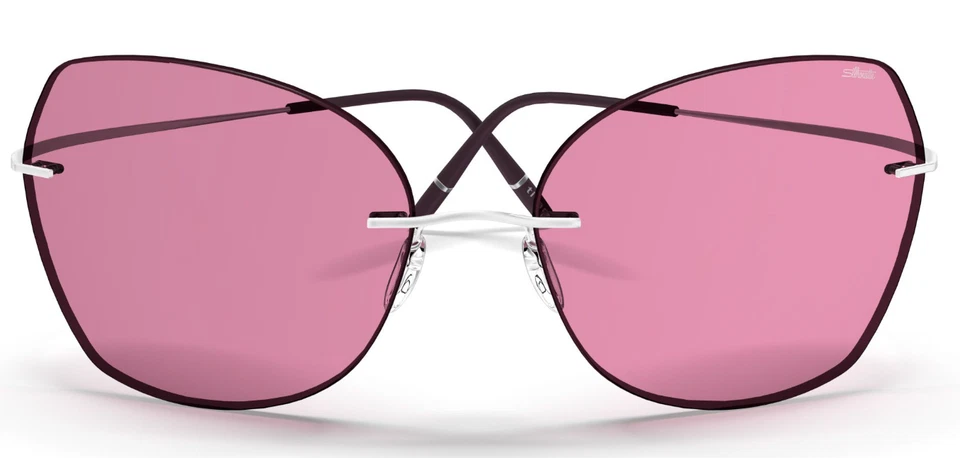 Óculos de sol Silhouette TMA Adara 8192 7000 ródio/vermelho escuro sem aro titânio - Imagem 3 de 4