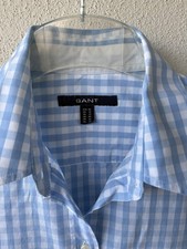 GANT Damen Kurzarm Bluse hellblau/weiß karie...
