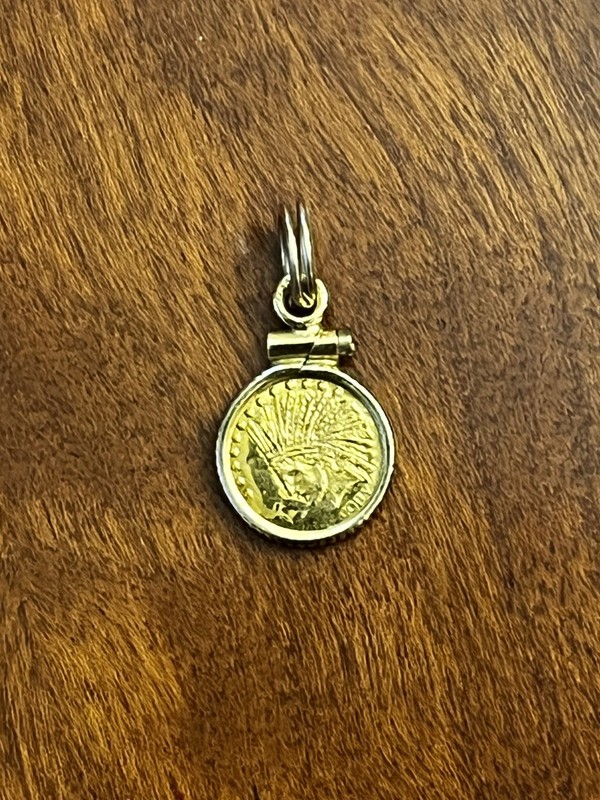 Indian Gold Eagle $10 REPLICA 10kt Gold MINI Coin Charm/Pendant