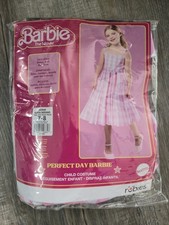 Barbie The Movie Youth Child Medium 7-8 Halloween Costume Dress Hair Bow Belt