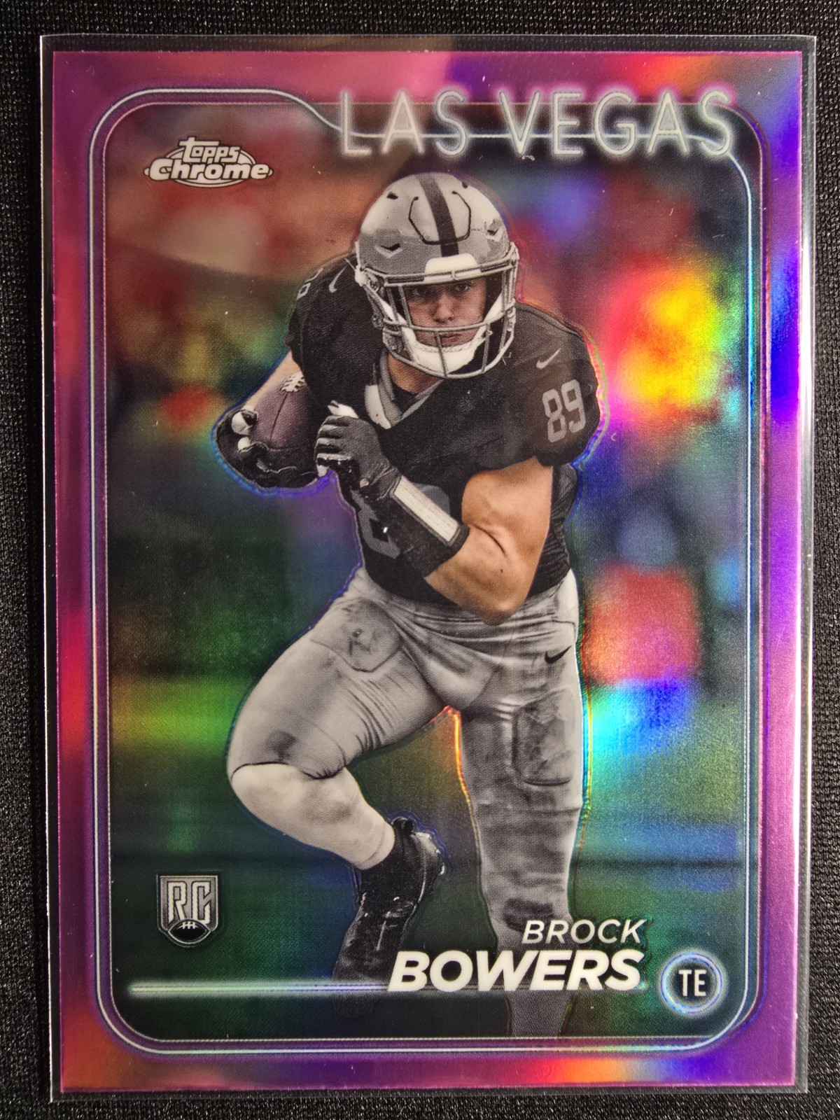 Topps 2024 Chrome Pink Refractor Rookie Brock Bowers Las Vegas Raiders #207