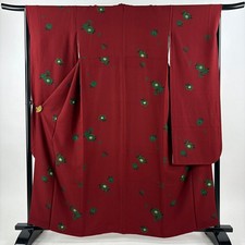 JAPANESE KIMONO FURISODE RED 163cm 5 ft 4 in PURE SILK FF8922
