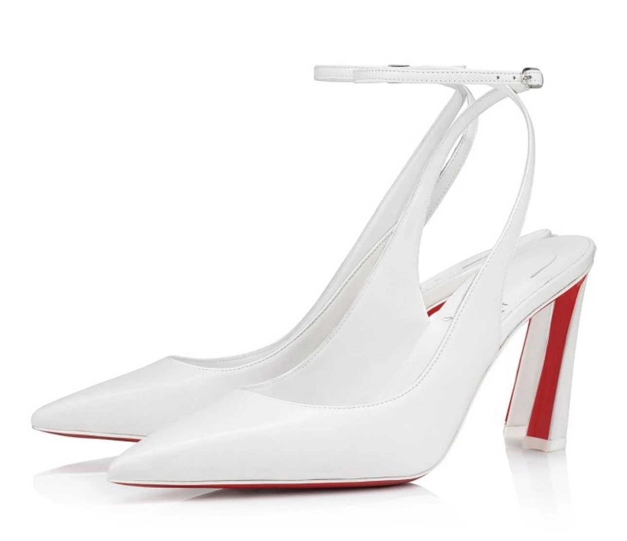 Christian Louboutin — Christian Louboutin Condora 85  Strappy White Slingback Pumps 41.5 EU
