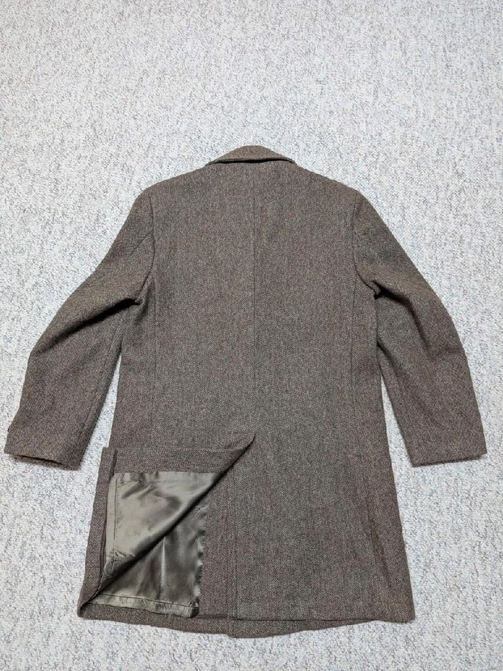 vintage TWEED overcoat HERRINGBONE wool weave 40 donegal english - Image 3 of 4