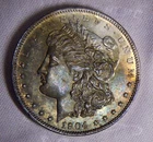 1904-O Morgan Silver Dollar, Toning, Reverse Error